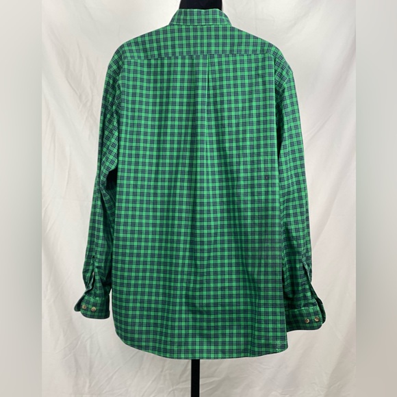 Mens LL Bean Button Down Shirt Size XL Plaid Green & Blue - Picture 4 of 4